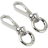 2 Sets Swivel Clasp Clip, Metal Swivel Snap Hooks, Double Opening Key Chain Clip with Key Ring for DIY Crafts, Jewelry Clasps, Lanyard Making (Sliver)