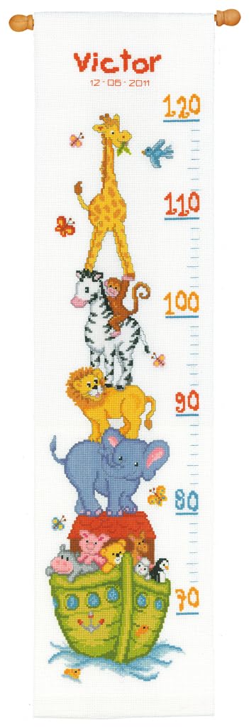Vervaco Height Chart Noah's Ark Counted Cross Stitch Kit, Multi-Colour