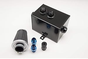 Autobahn88 Alloy Racing Oil Catch Can Breather Tank with Filter, Baffle Design, 2 Liter, AN10 (Black)