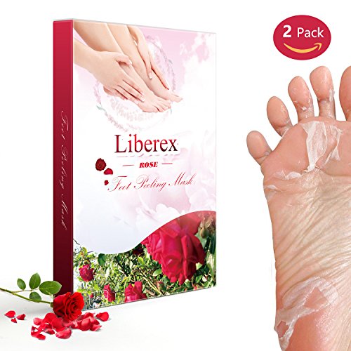 UPC 611553061099, Liberex Exfoliating Foot Peeling Mask - 2 Pairs Rose Scented Peel Booties for Callus Dead Skin, Get Soft Touch Smooth Feet in 1 Week, Repair Rough Heels for Men Women