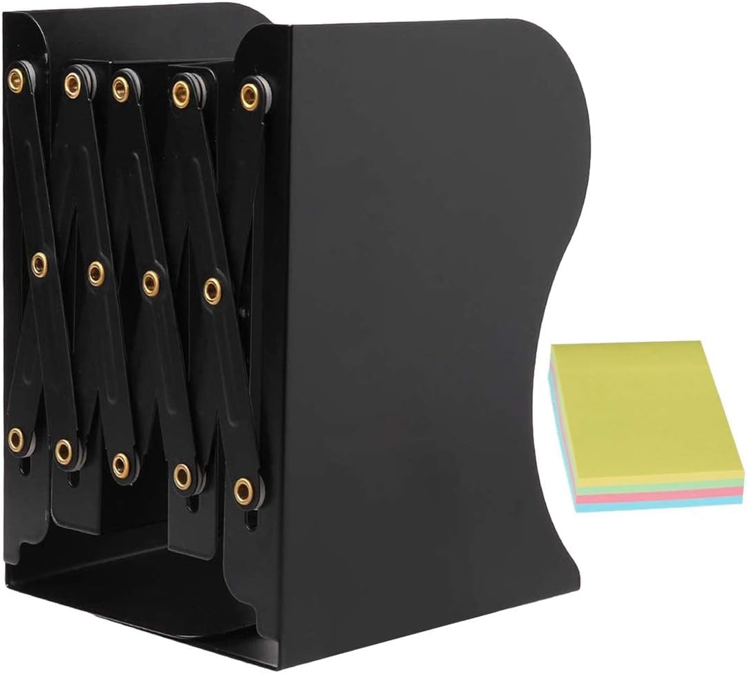 Book Ends,DARUITE Metal Bookends,Adjustable Non-Skid Heavy Duty Book Stopper, Bookends Holder for Shelves,Decorative Book Dividers for Library Home Classroom School Office(Black)
