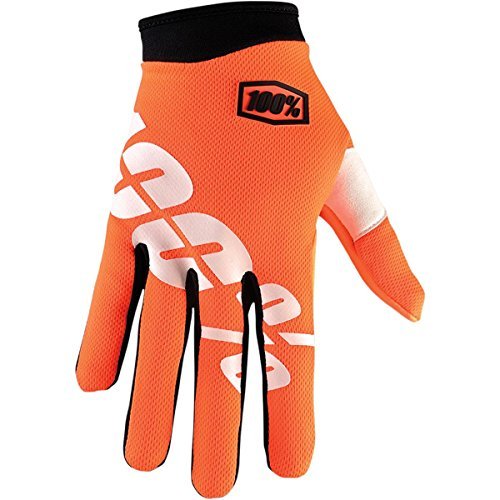 100% ITRACK Youth Leather/Textile Off-Road Motorcycle Gloves - Cal-Trans/Orange / Large