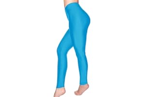 Romastory Women's Stretched Shiny Sports Leggings Mid-Waist Elastic Pants Shining Leggings Tights