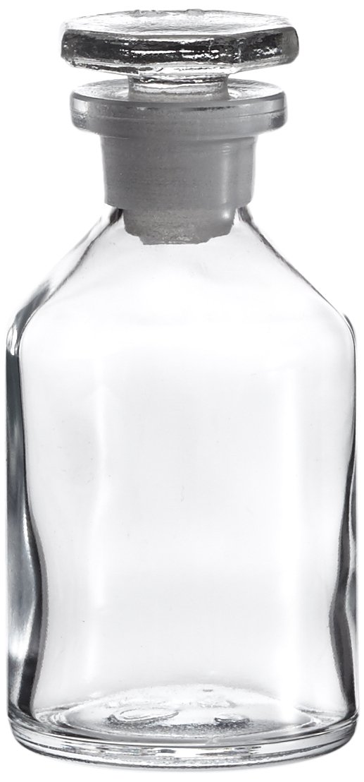 neoLab E-1437 ecoLAB Conical Shoulder Bottle, Clear Glass 50 ml EH, Glass Stopper, NS14/23