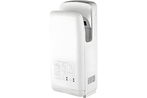 BODQEMR Vertical Premium Commercial Hand Dryer for Bathrooms - High Speed 1850W Jet Air Dryer with Adjustable Air Velocity & HEPA Filter - Electric Hand Dryer for Commercial Use (White)