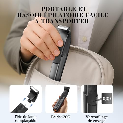 MAXGROOM 2 in 1 Men's Intimate Body Trimmer, Men's Electric Shaver IPX6 Waterproof, Double-Sided Blades, Men's Intimate Areas Shaver, Adjustable Shoe 1-10mm, LED Display, 100min Battery Life