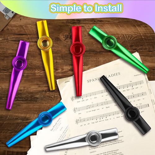 Kazoo 7 Piece Metal 15 Diaphragms ELEPRUC Aluminium Alloy Membrane Flute Musical Instruments
