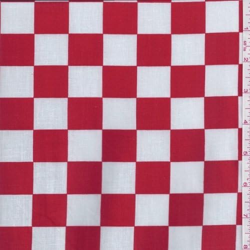 Poly/Cotton Racing Check Print Fabric-15 Yards By the Bolt-Red/White by Fabric Outlet