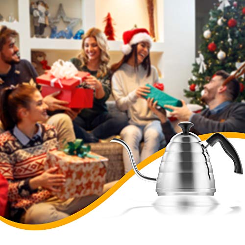 ENLOY Gooseneck Pour Over Coffee Kettle, Coffee Kettle Use for Drip Coffee and Tea, Stainless Steel Pour Over Kettle with Fixed Thermometer for Exact Temperature (34 oz)