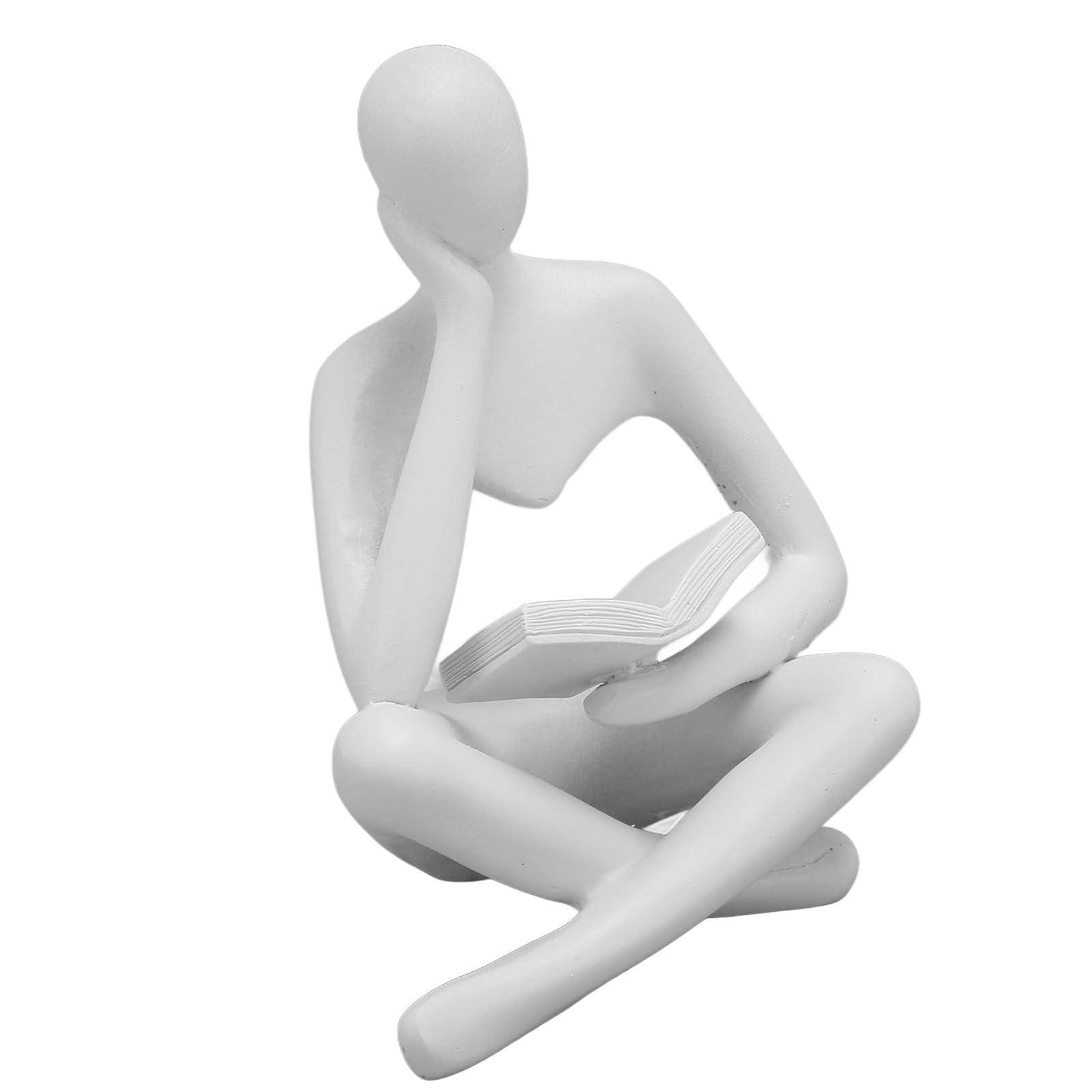 Riuulity Resin Thinker Statue, Abstract Art Ornament for Living Room and Office Decor, Compact Size Delicate Appearance (White)