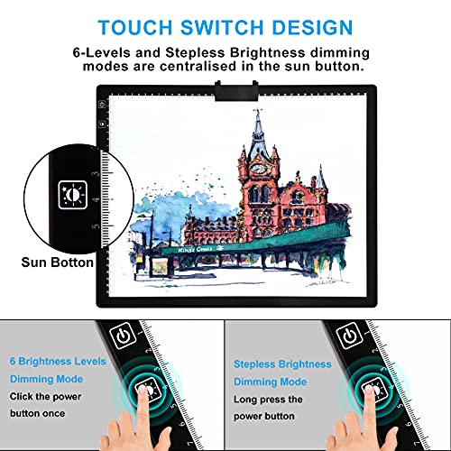 A3 Light Pad, Rechargeable Light Board for Diamond Painting, Tracing Light Box with Stand and Clip, Light Table Lightbox for Tracing, Drawing