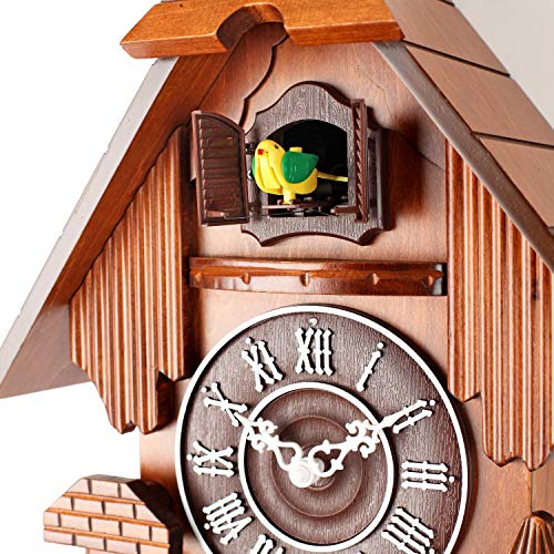 Polaris Clocks Cuckoo Clock in German Style with Night Mode Option (Brown, Water Mill-2)