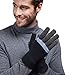 LETHMIK Mens Mix Knit Gloves Winter Touch Screen Texting Magic Glove with Warm Wool Lining Black & Grey