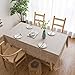 MOKANI Solid Embroidery Checkered Table Cloth Washable Cotton Linen Tassel Tablecloth, Square Wrinkle Free Anti-Fading Table Cover for Kitchen Dinning Thanksgiving Christmas (55 x 55 Inch, Brown)