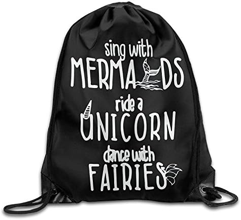 Sing With Mermaids Ride A Unicorn Dance With Fairies Drawstring Pack Beam Mouth Sport Bag Shoulder Bags For Men &amp; Women