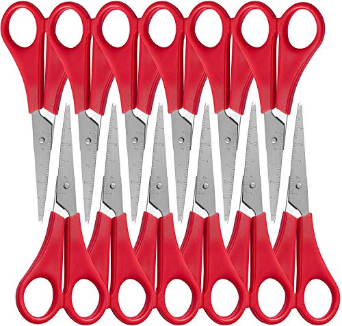 WA Portman Kids Scissors - Red - 12 Blunt Tip 5 Inch Safety Right and Left Handed Scissors for Kids and Toddlers - Scissors Multi Pack - Bulk School Supplies for Classrooms - Thumbnail 7