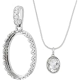 BENECREAT 925 Sterling Silver Crown Bezel Cup Tray Pendant, Platinum Handmade Rhinestone Pendant Blank for Jewelry Making