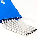 Reusable Straws - Regular Size Reusable Straws Set - 2 Silicone Straws + 6 Stainless Steel Straws Included