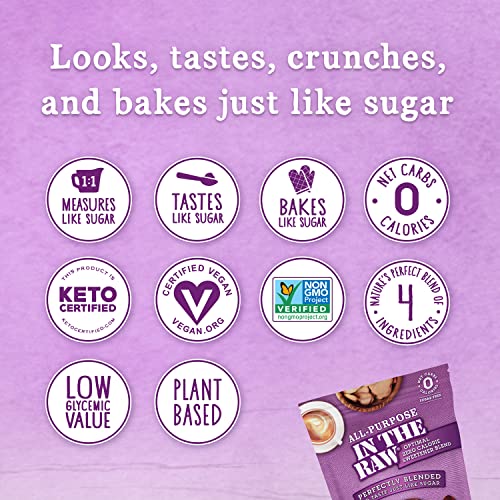 ALL-PURPOSE IN THE RAW ZERO CALORIE SWEETENER BLEND, 14 OZ. BAG, TASTES JUST LIKE REAL SUGAR, NATURAL SWEETENER MADE WITH MONK FRUIT, STEVIA, ALLULOSE AND ERYTHRITOL