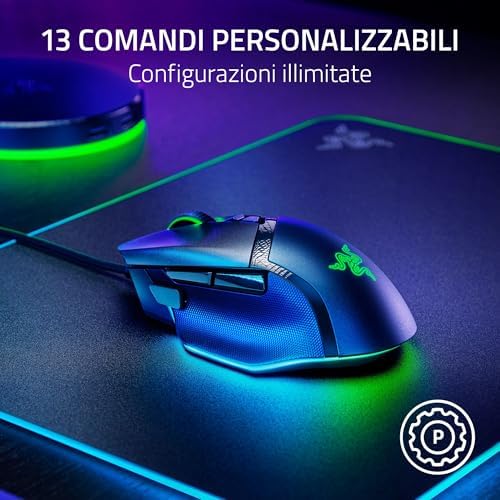 Basilisk V3 35K - Mouse da gioco cablato ergonomico e completamente personalizzabile - Sensore ottico Focus Pro 35K (rotellina HyperScroll, illuminazione Chroma a 11 zone) Nero