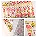 YunKo 100pcs Cookie Treat Bags Pink Flower Thank You Cookie Packaging Self-Adhesive Plastic Bags for Biscuits Package Good for Bakery Party Cz024