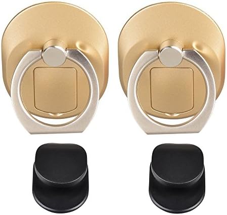 Cammyllc 4 in 1 Finger Grip Desk Stand Ring Holder Car Mount, Can Storage SIM or TF Card with Phone Eject Pin Campatible With All Cellphone, for iPhone Samsung etc.. (2 X Golden)