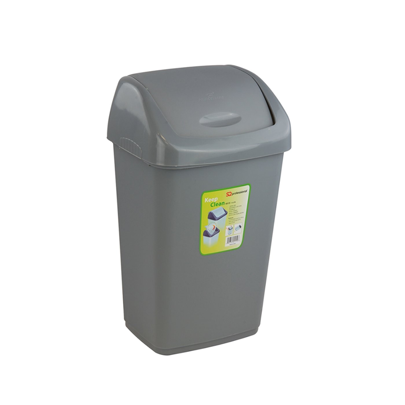 Waste Bin with Flip Top Plastic Swing Bin for Kitchen (Grey, 15L