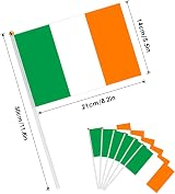 AhfuLife Irish Flags on Sticks 15 Pcs Hand Held Flags Ireland Party Decor view 2