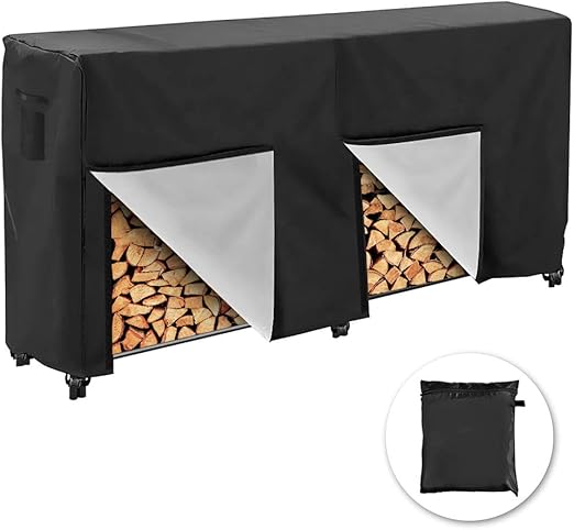 Amazon Com Firewood Rack Cover Waterproof 8 Feet Log Rack Cover Windproof Dry Wood Pile Holder Storage Tarp Cover Heavy Duty Outdoor Uv Resistant Sun Snow Rain Protector Fit 4 Seasons L99xw26xh43 Inch