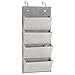 mDesign Chevron Wall Mount/Over Door Fabric Closet Storage Organizer for Toys, Baby/Kids Clothing - Pack of 2, 4 Pockets, Gray/Cream