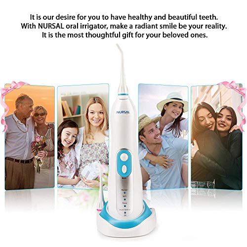 NURSAL Water Dental Flosser with 4 Free Jet Tips & High-capacity Water Tank, 4-Mode Cordless Rechargeable Oral Irrigator For Home Use and Travel - Thumbnail 4