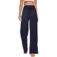 Women's Wide Leg Pajama Pants - Comfy Plaid Lounge Pants Stretch Casual Dress Loose Yoga Pants