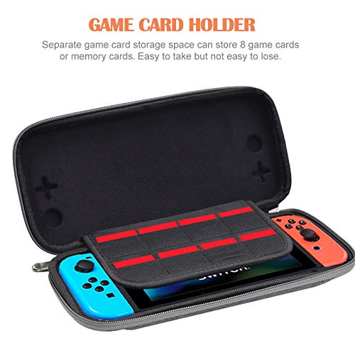 ElephantStory Slim Nintendo Switch Tasche, Portable Travel Protective Tasche Tragetasche Aufbewahrungstasche für Nintendo Switch Zubehör- Grau