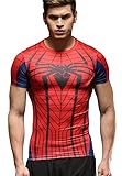 Red Plume Men's Film Super-Hero Series Compression Sports Shirt Skin Running Short Sleeve Tee