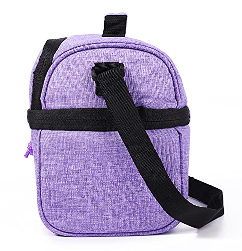 MORIOX Dual Compartment Lunch Boxes Leakproof Lunch Cooler Bag Tote with Shoulder Strap for Men Women Kids Boys Girls for Work Picnic (Purple)
