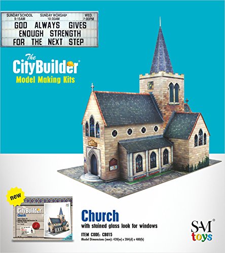 The CityBuilder Church Cardboard Model Making Kit - O Scale Model Railroad Building