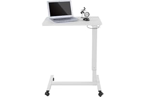 Antlu Overbed Table Bedside with Wheels (XL),Hospital Bed Medical Table,Portable Rolling Desk for School Computer Home Office Couch (White)