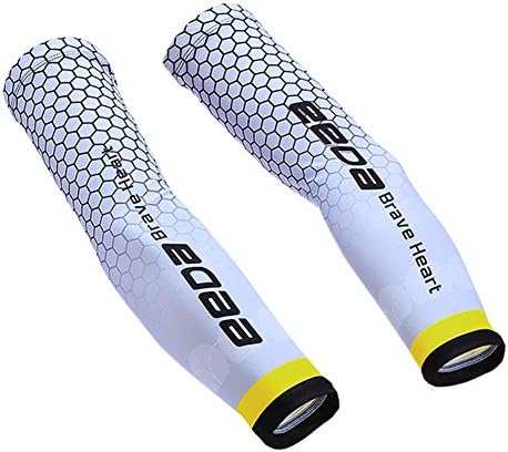 Cooling Arm sleeves - Cooler Cycling Sleeve with Sun Block UV Protection - Hand Sleeves Cover for Outdoor Bike Hiking Golf Basketball Baseball Sports (Large, White)