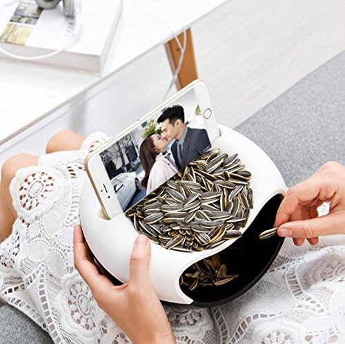 Multi-function Stylish Snacks Storage Box Double Layer Container Household Plate Dish Organizer - Perfect For Snacks, Fruit, or Pistachio/Sunflower Seeds Storage Box - Bonus Phone Slot