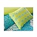 Aqua Blue Lime Green Floral Damask Print Comforter Bedding Set Girls Teen
