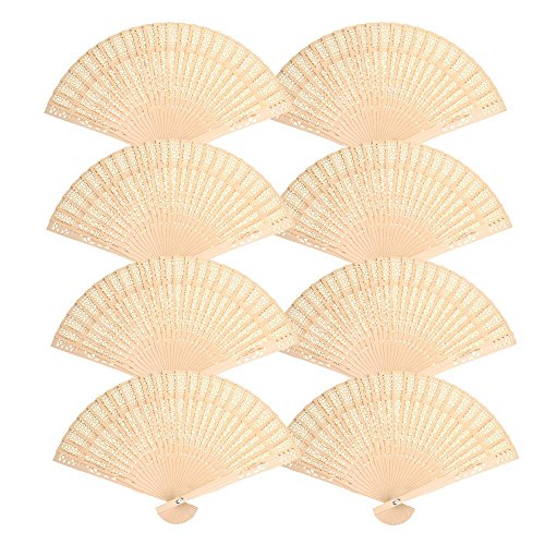 Mcupper-Chinese Sandalwood Fan (Set of 48 pcs) - Hand Held Folding Fans for Wedding Decoration, Birthdays, Home Gifts by Super Z Outlet