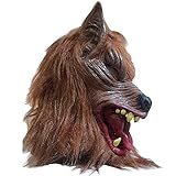 SUPOW Halloween Wolf Mask, Costumes Creepy Scary Full Face Werewolf Mask for Halloween and Cosplay Costume Party Horror Nights (Yellow)