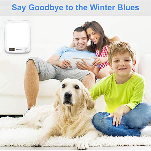 Light Therapy Lamp,BEIEN Dimmable Therapy Energy Light UV-Free 10000 Lux with Timer Setting,Sunrise Alarm Clock with 6 Alarm Sounds,Snooze Function,Standing Bracket for Home and Office Use