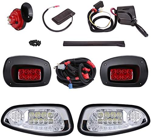 10L0L Golf Cart Universal Deluxe LED Headlights and Tail Light Kits for 08-18 EZGO RXV Carts with Turn Signals Switch Horn Brake Lights Harness-Not Fit RXV II (Must Input 12 Volts) 10L0L Golf Cart Universal Deluxe LED Headlights and Tail Light Kits for 08-18 EZGO RXV Carts with Turn Signals Switch Horn Brake Lights Harness-Not Fit RXV II (Must Input 12 Volts)