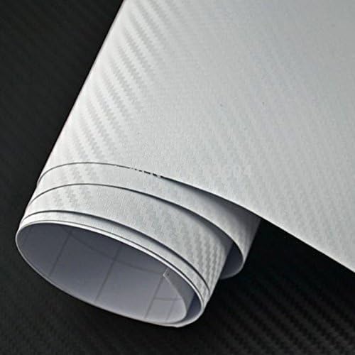 Indiashopers Vinyl 3D Bon Fiber Twill-Weave Matte Design Fridge Sticker, 2 x 5 ft, White