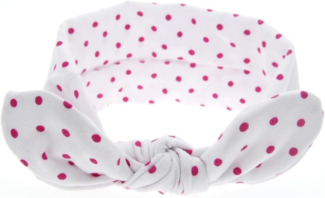 Baby Polka Dot Rabbit Ears Elastic Wave Point Bowknot Headband (White)