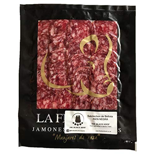 Salchichon Iberico de Bellota - 100 Gramm Salami Wurst Scheiben aus Pata Negra Eichel gefüttert 100% iberische Schweine