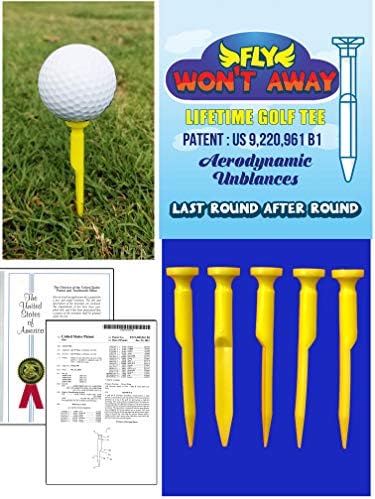 New! Won’t Fly Golf Tee – Never Lose Another Tee! 3″ 1/8 High – Half Inch Wide Cup – Worlds First Patented Unique Innovative 5 Pack!- Simple Functional Effective Solution!