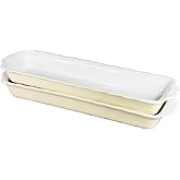 Creativity Home 15" x 3.5" Ceramic Loaf pan, Set of 2, 27 OZ Rectangle Bakeware Baking Supplies Heritage Loaf Pan - Relatively long, for Cake Bread Meatloaf and More, Cream olor