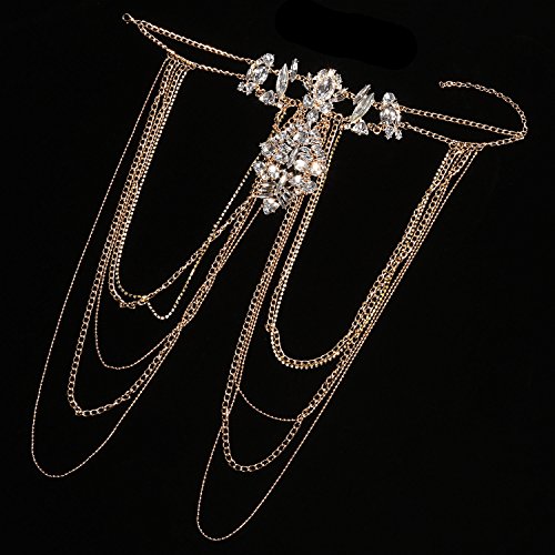 Women Statement Body Chain White, Holylove Jewel Body Chain for WomenÂ Novelty Costume Fashion Jewelry 1Â pcÂ withÂ GiftÂ Box- HLBN0001 White